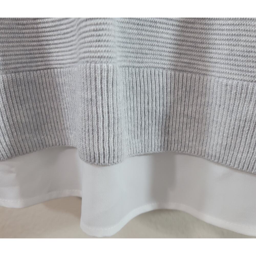 Hilary Radley Gray Marled Layered Hem Sweater Top Medium Lightweight Flowy Soft - Picture 2 of 7